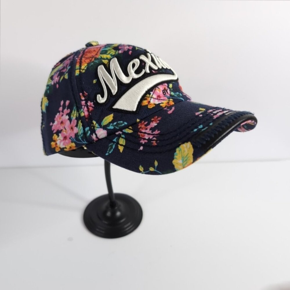 Robin Ruth Mexico Embroidered Cap Floral Pattern Bold Adjustable Fit Snapback - Picture 3 of 9